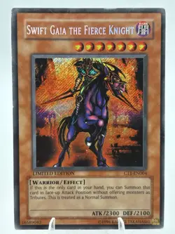 Yugioh Swift Gaia the Fierce Knight CT1-EN004 Limited Edition Secret Rare HOLO - Image 1