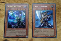 1996 Yu-Gi-Oh YuGiOh Holo Cards Barrel Dragon & Buster Blader MRD-126 BPT-008 - Image 3