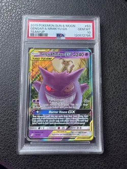 Gengar & Mimikyu GX 53/181 PSA 10 GEM MINT Holo SM Team Up Pokemon Card Sun&Moon - Image 1