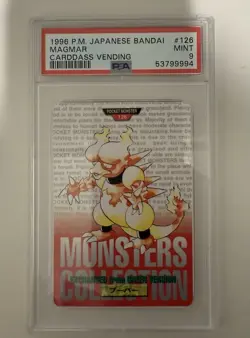 PSA 7 Magmar Red #126 Pokemon Card Japanese Bandai Carddass Japan 1996 NM - Image 1