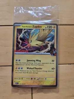 Team Rocket’s Zapdos Pokemon Promo Card - GameStop Exclusive - Holo Rare SEALED! - Image 1