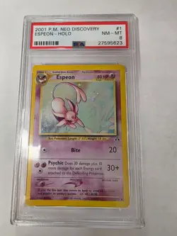 PSA 8 NM/MT Pokemon Espeon Neo Discovery 1/75 Holo - Image 1