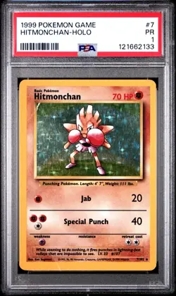PSA 1 Hitmonchan 007/102 Base Set Holo Pokemon 1999 WoTC PR - Image 1
