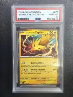 PSA 10! Pop 7! 2025 POKEMON Team Rocket's Zapdos 070 Destined Rivals - Image 1