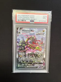 Pokemon PSA 9 Rayquaza VMAX 218/203 Evolving Skies Alt Art Secret Rare SWSH MINT - Image 1