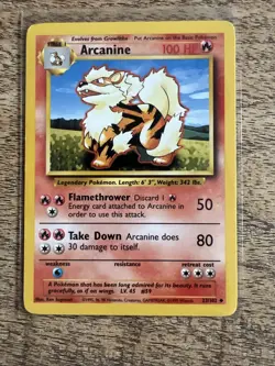 Pokemon TCG Arcanine Card 23/102 Uncommon Base Set, Unlimited, NM/MT Condition - Image 1