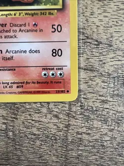 Pokemon TCG Arcanine Card 23/102 Uncommon Base Set, Unlimited, NM/MT Condition - Image 4