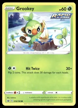 2021 Chilling Reign Set Pokemon Card 016 Grookey NM - Image 1