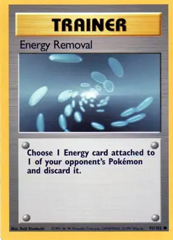 Pokemon Energy Removal Card Trainer 92/102 Shadowless Base Set - Image 1