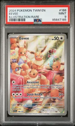 2024 Pokemon TWM EN-Twilight Masquerade Eevee #188 Illustration Rare PSA 9 - Image 1