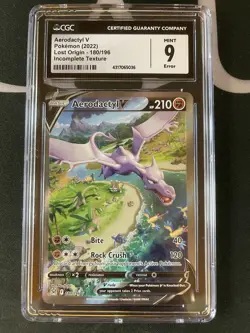 Aerodactyl V ERROR 180/196 Lost Origin Full Art - Alt Art Pokemon CGC 9 - Image 1