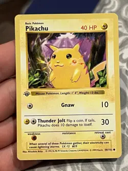 Pokemon First 1st Edition Pikachu 58/102 Red Cheeks Base Set Shadowless 1999 - Image 1