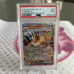 2025 POKEMON PRE EN-PRISMATIC EVOLUTIONS SURPRISE BOX EXCLUSIVE FLAREON EX PSA 9 - Image 1