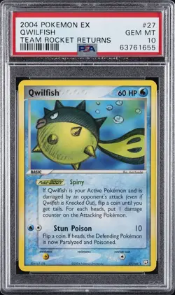 2004 POKEMON EX TEAM ROCKET RETURNS #27 QWILFISH PSA 10 - Image 1