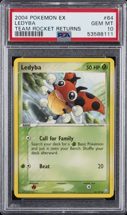 2004 POKEMON EX TEAM ROCKET RETURNS #64 LEDYBA PSA 10 - Image 1
