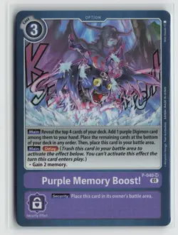 Purple Memory Boost! P-040 Foil Digimon CCG Promotion Card - Image 1
