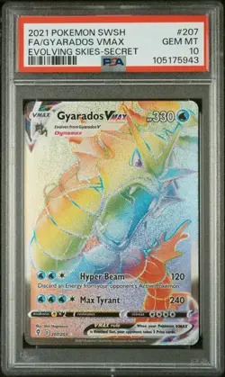 Gyarados VMAX PSA 10 Rainbow Rare Evolving Skies Pokemon Card 207/203 FA Secret - Image 1