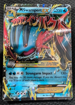 Pokemon 2015 Mega Swampert EX Black Star Promo Card XY87 Heavily played - Image 1