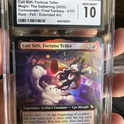 Cait Sith, Fortune Teller 0151 FIC Ext Art Foil MTG Final Fantasy Pop 1 CGC 10 - Image 3
