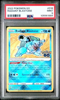 2022 POKEMON GO #018 RADIANT BLASTOISE PSA 9 - Image 1