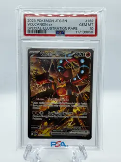 2025 POKEMON JOURNEY TOGETHER SPECIAL ILLUSTRATION RARE #182 VOLCANION EX PSA 10 - Image 1