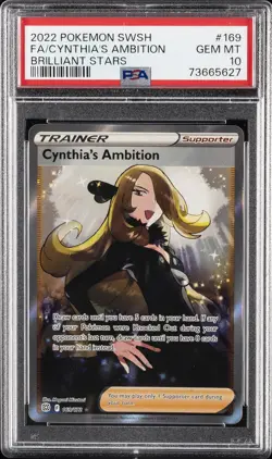 2022 POKEMON SWORD & SHIELD BRILLIANT STARS FULL ART/CYNTHIA'S AMBITION PSA 10 - Image 1