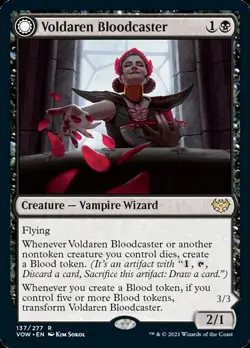 MTG Voldaren Bloodcaster // Bloodbat Summoner [Innistrad: Crimson Vow] Near Min - Image 1