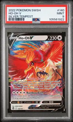 2022 Pokemon Sword & Shield Silver Tempest Ho-Oh V #140 PSA 9 - Image 1