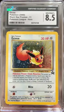 2000 BLACK STAR PROMOS POKEMON LEAGUE HOLO #11 EEVEE CGC 8.5 - Image 1
