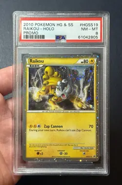 2010 Pokemon Heartgold & Soulsilver Raikou Holo Promo HGSS19 PSA 8 w/Nice Swirl - Image 1