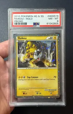 2010 Pokemon Heartgold & Soulsilver Raikou Holo Promo HGSS19 PSA 8 w/Nice Swirl - Image 2