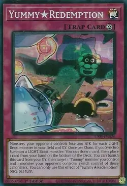 YummyRedemption (Super Rare) JUSH-EN026 Justice Hunters 1st Edition NM Yugioh - Image 1