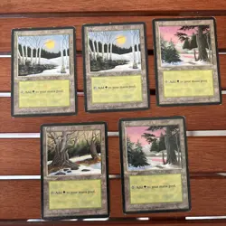MTG Ice Age Forest Lot Of 5 HP Heavy Play Vintage Old School 90s Magic Basic - Image 1