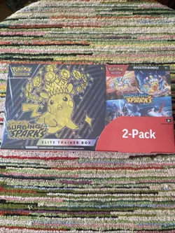 Pokemon Surging Sparks Elite Trainer Box Booster Bundle COSTCO 2-PACK IN HAND - Image 1