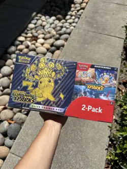 Pokemon Surging Sparks Elite Trainer Box Booster Bundle COSTCO 2-PACK IN HAND - Image 1