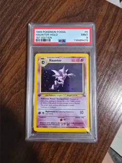 1999 Pokemon Fossil 1st Edition #6 Haunter Holo PSA 9 - Image 1