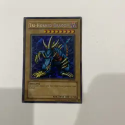 Yugioh Tri-horned Dragon Lob 1st Ed Nm Foil Line Error - Image 1