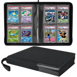 Graded Card Binder, 40 Slab Capacity, 4 Pocket, Ringless, Waterproof, Black - Image 1