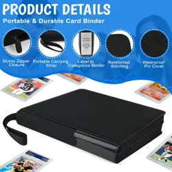 Graded Card Binder, 40 Slab Capacity, 4 Pocket, Ringless, Waterproof, Black - Image 3