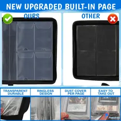 Graded Card Binder, 40 Slab Capacity, 4 Pocket, Ringless, Waterproof, Black - Image 4