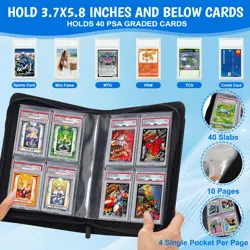 Graded Card Binder, 40 Slab Capacity, 4 Pocket, Ringless, Waterproof, Black - Image 5