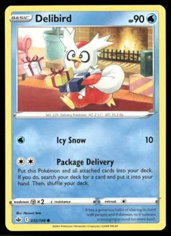 2021 Chilling Reign Set Pokemon Card 032 Delibird NM - Image 1