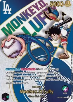 Monkey.D.Luffy (010) (Dodgers x ONE PIECE) EB02-010 One Piece Promotion Cards Foil - Image 1