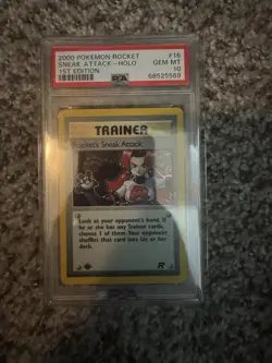 Rocket's Sneak Attack Holo Team Rocket PSA 10 First Edition 2000 Pokemon - Image 1