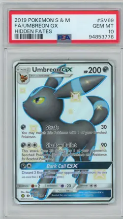 2019 Pokemon Sun and Moon Umbreon GX #SV69 Hidden Fates PSA 10 - Image 1