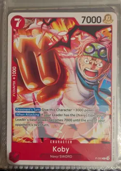 One Piece TCG P-092 Koby Pre Release Promo English Card (ONLY KOBY, UNSEALED) - Image 1