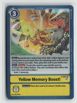 Yellow Memory Boost! P-037 Foil Digimon CCG Promotion Card - Image 1