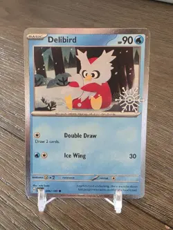 Pokemon DELIBIRD 046/193 Paldea Evolved 2025 HOLO HOLIDAY PROMO Stamped - Image 1