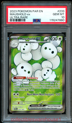 Pokemon Paradox Rift Maushold ex 233 PSA 10 - Image 1