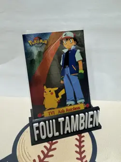1999 BLUE Topps Pokemon TV Animation Ash Ketchum Series 1 Foil #TV1 - Image 1